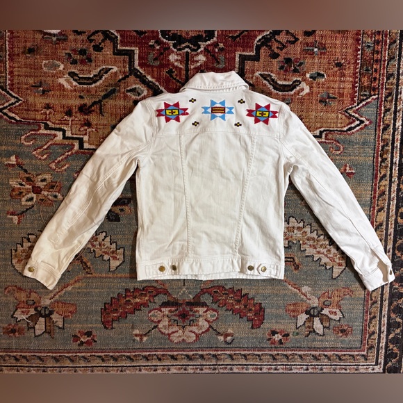Ralph Lauren Beaded Embroidered Southwestern White Denim Jean Jacket Small - Picture 6 of 6